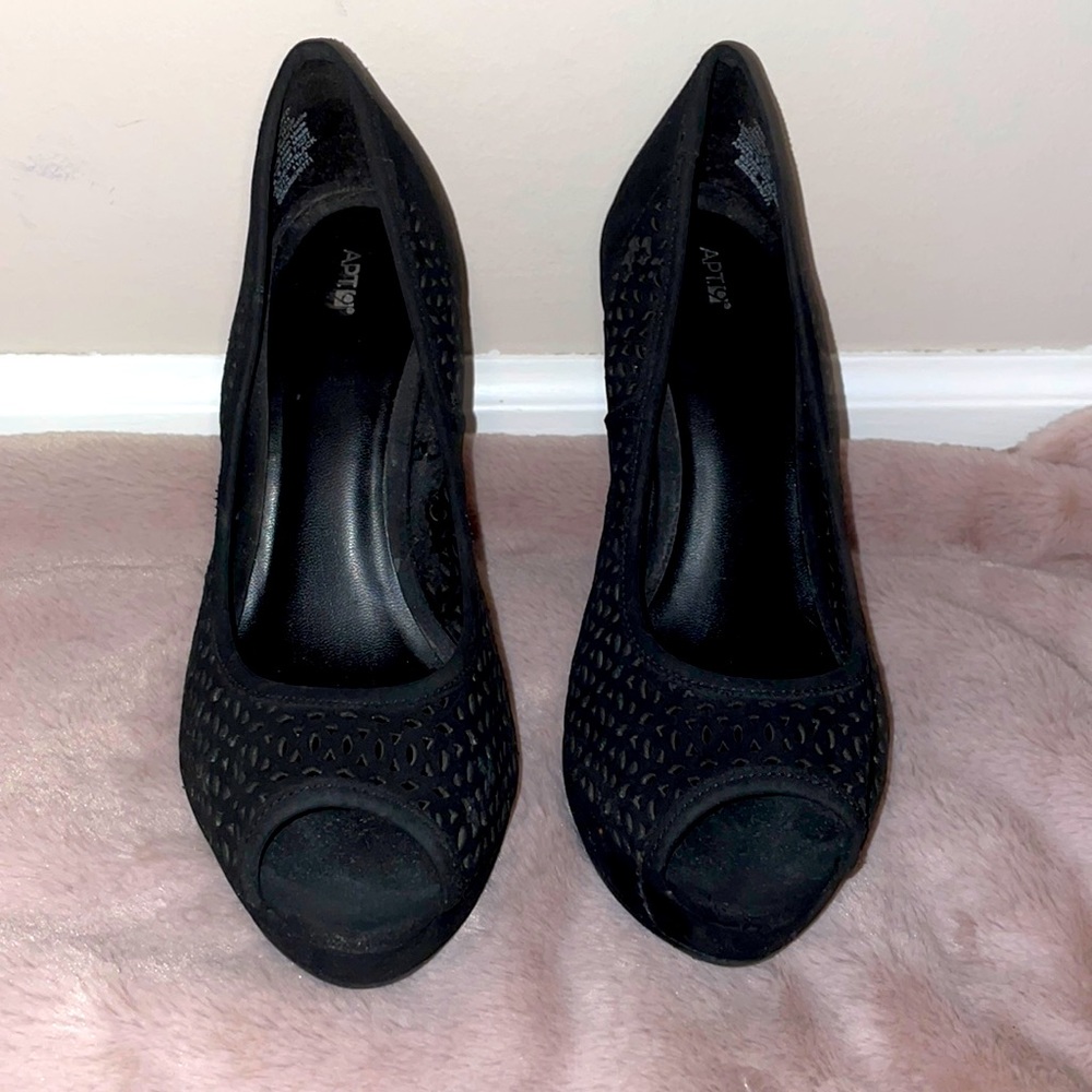Black Peep Toe Heels